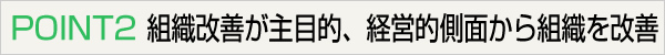 POINT2 組織改善が主目的、経営的側面から組織を改善